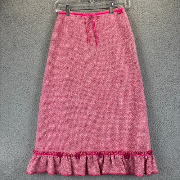 Y2k Oilily Skirt Small Coquette Twee Feminine Girlie Mohair Tweed Ruffle Hem VTG - Picture 1 of 12